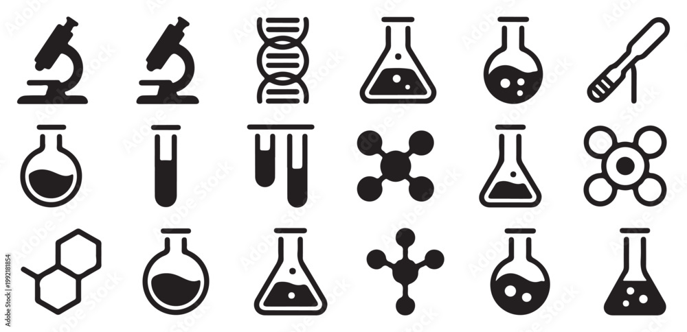 Φωτογραφία DNA and Molecule Icons – Scientific Research Vector Collection
