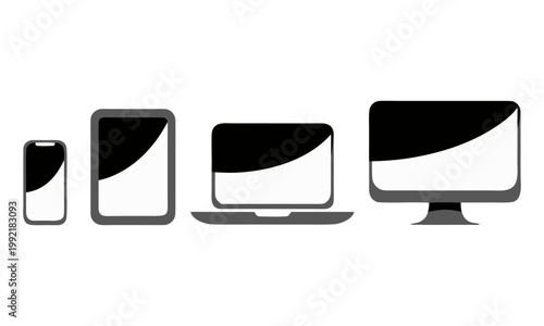 Flat vector technology devices set with clean minimal layout and blank display screens.