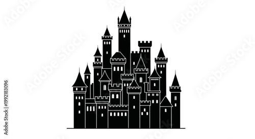 Black silhouette of a medieval castle.