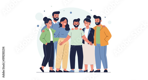 Diverse Group of Friends Standing Together in Unity and Support.