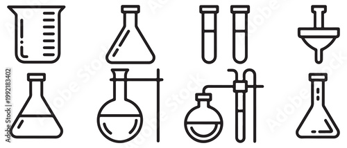 Biotechnology Icons Set. DNA Molecule Microscope Lab Equipment. Vector illustration eps 10