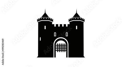Tower London Gate Silhouette Illustration.