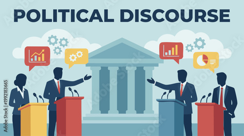 Political Discourse and Public Debate with Speakers, Podiums, and Government
