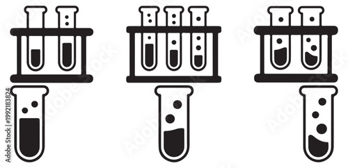 Test tube rack laboratory experiment icon set. Vector illustration eps 10