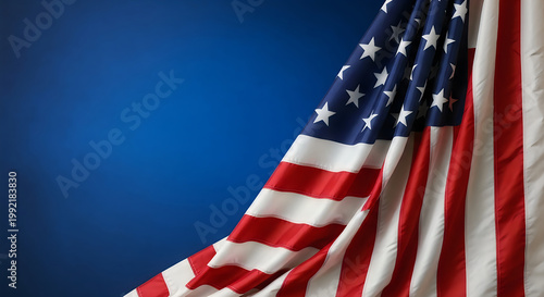 Celebrating flag day close up of a waving american flag on national flag day
