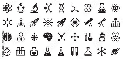 Science molecule atom and research symbol icon set. Vector illustration eps 10
