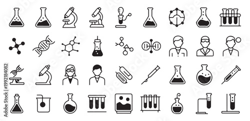 Science medical laboratory and research icon set. Vector illustration eps 10