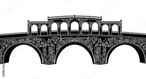 Detailed Ornate Arches Bridge Architecture.