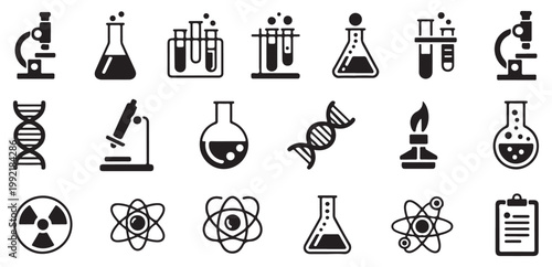Medical laboratory and healthcare science icon set. Vector illustration eps 10