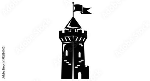 Black silhouette of a castle tower.