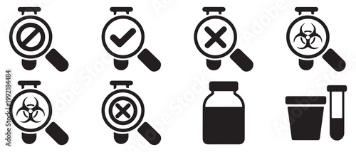 Search validation magnifier check and cross icon set. Vector illustration eps 10