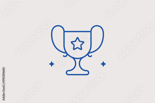 Trophy cup with a star for winning competitions and top-tier success. Victorious Vector Illustration for leaderboard rankings and sports event promotion.