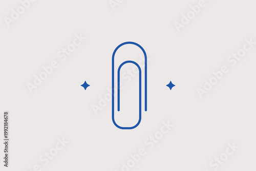 Metal paperclip for attaching files, grouping notes, or office supply themes. Administrative Vector Illustration for email attachment buttons and digital document management.