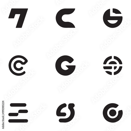 Ultra unique mixed style logo set futuristic creative branding identity visual concept bundle
