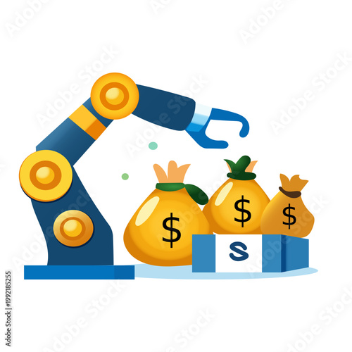 Robotic Investment Arm Icon - Automated Financial Technology Concept