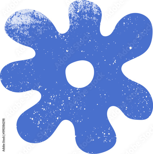 Blue flower design element for summer. Bloom  isolated on white background. Grunge texture wall art.