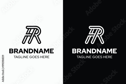 Letters HR Monogram Logo, symbolizing unity, professionalism, and timeless identity