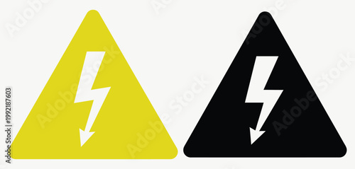 Danger sign with lightning bolt symbol indicating high voltage risk and electrical hazard warning