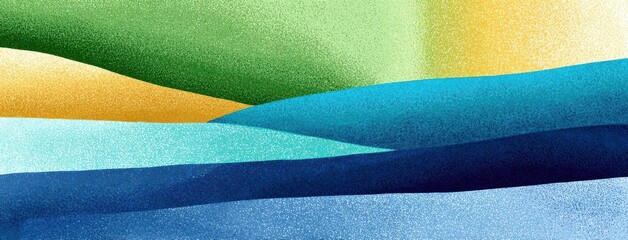 Blue and green gradient background with yellow border and layered abstract waves for modern design