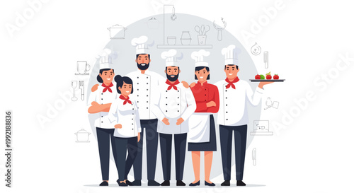 Diverse Team of Professional Chefs Standing Together Proudly.