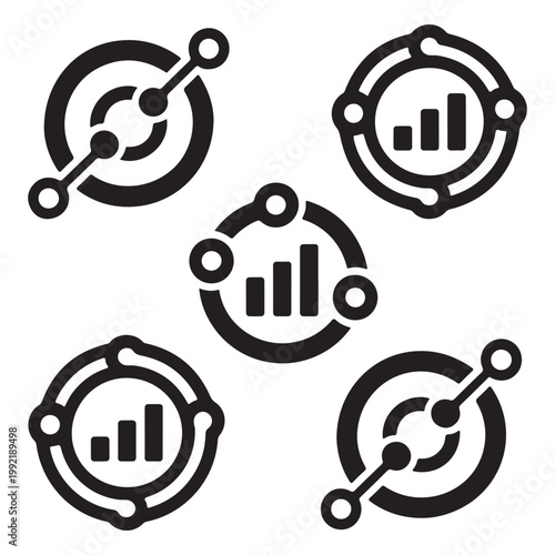 Business growth analytics circular icons vector 