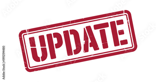 Red Update Stamp with Grunge Texture on White Background