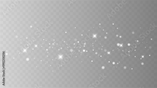 Magic glowing fairy dust swirl with bright white sparkles and star flares on transparent background	