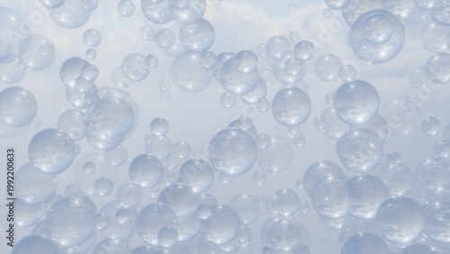 Background with blue bubbles in the sky.