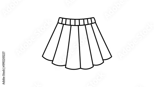 Foto Minimalist Black Line Vector Icon of a Pleated Short Skirt on a White Background