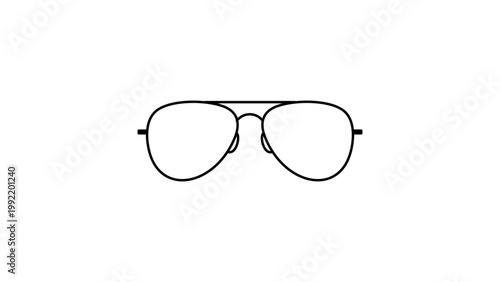 Fotografi Minimalist Aviator Sunglasses Black Line Vector Icon on White Background