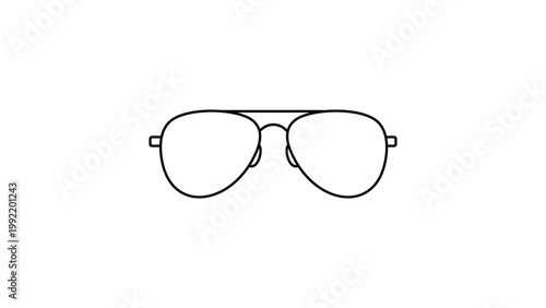 Minimalist Aviator Sunglasses Vector Icon with Editable Stroke. Clean Black Line Illustration of Classic Pilot Sun Glasses for Summer, Fashion, and Travel Design. Scalable Outline Graphic Element.