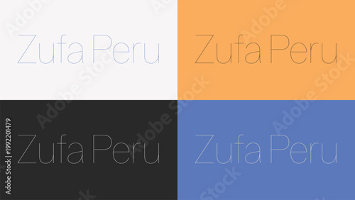 Four color variations of zufa peru text based graphic design