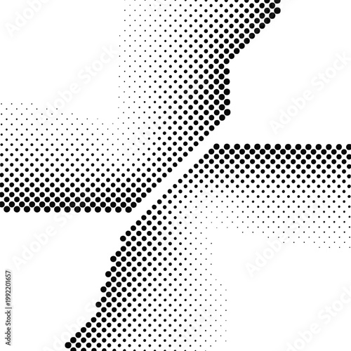 Abstract Dynamic Halftone Dot Wave Pattern and Geometric Gradient Background