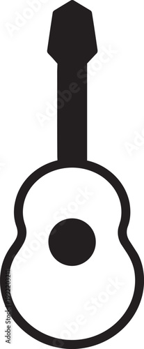 Guitar icon Silhouette Black Vector the white background
