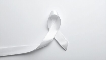 White Awareness Ribbon Isolated on White Background Representing Peace and Lung Cancer Awareness