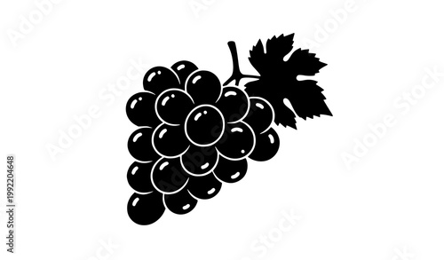 Grape silhouette cluster black fruit vector illustration isolated on white background