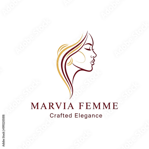 Woman Face Profile Line Art Portrait.