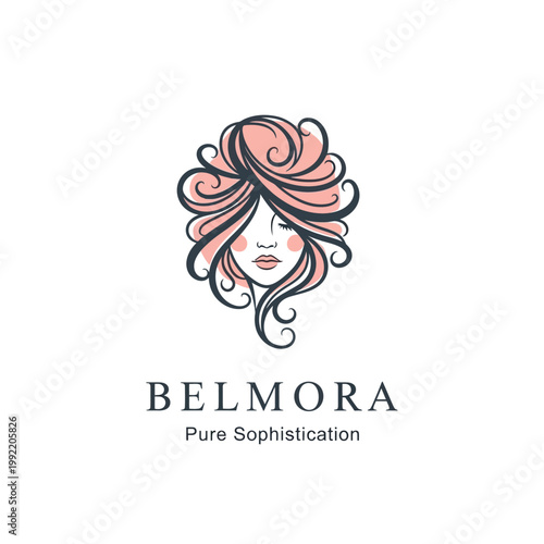 Woman Face with Pink Hair.