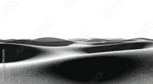 Abstract landscape of rolling sand dunes in a minimalist monochrome style