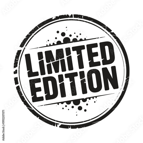 A black and white circular stamp displaying the words limited edition