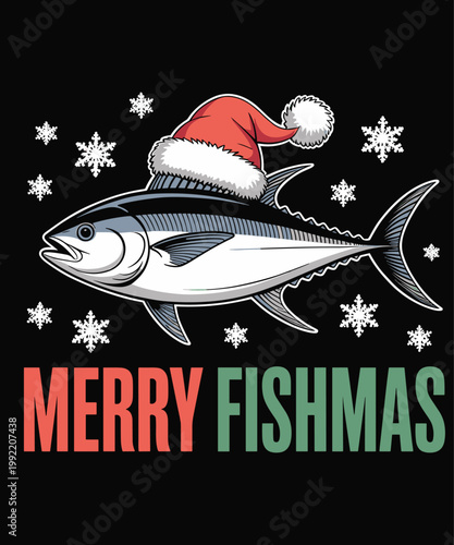 Merry Fishmas Tuna Funny Holiday Design for Fishing Lovers