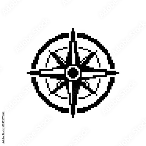 Pixel art navigation compass icon