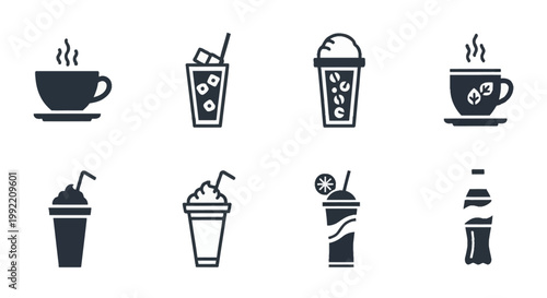 black and white icons set