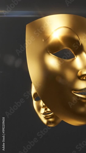 Golden Masks - A Symbol of Mystery and Transformation in Dramatic Lighting.