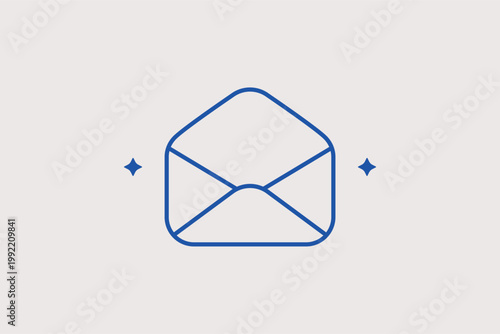 Opened envelope outline representing an unread or accessible message. Communicative Vector Illustration for email clients and digital communication status updates.