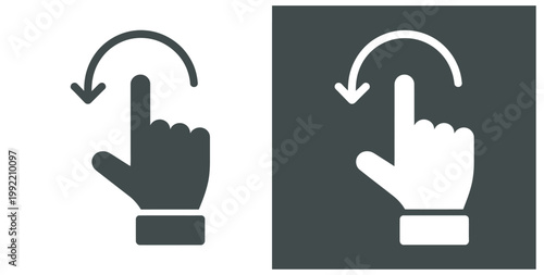 Hand finger gesture icon for swipe left, digital interface, touch screen interaction, UI element