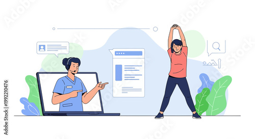 Online Fitness Coaching: Personal Trainer Guiding Workout via Video Call