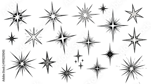 Collection of handdrawn star shapes