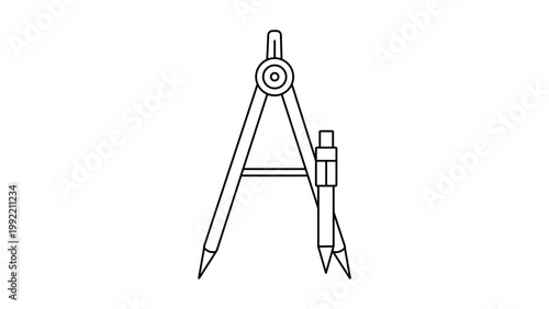Canvastavla Minimalist Drafting Compass Vector Icon with Editable Stroke for Math, Geometry, Architecture, and Engineering Design Projects, Clean Black Line Outline Illustration Isolated on White Background
