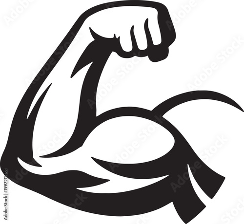 Strong flexed arm muscle icon bold bodybuilding bicep vector design